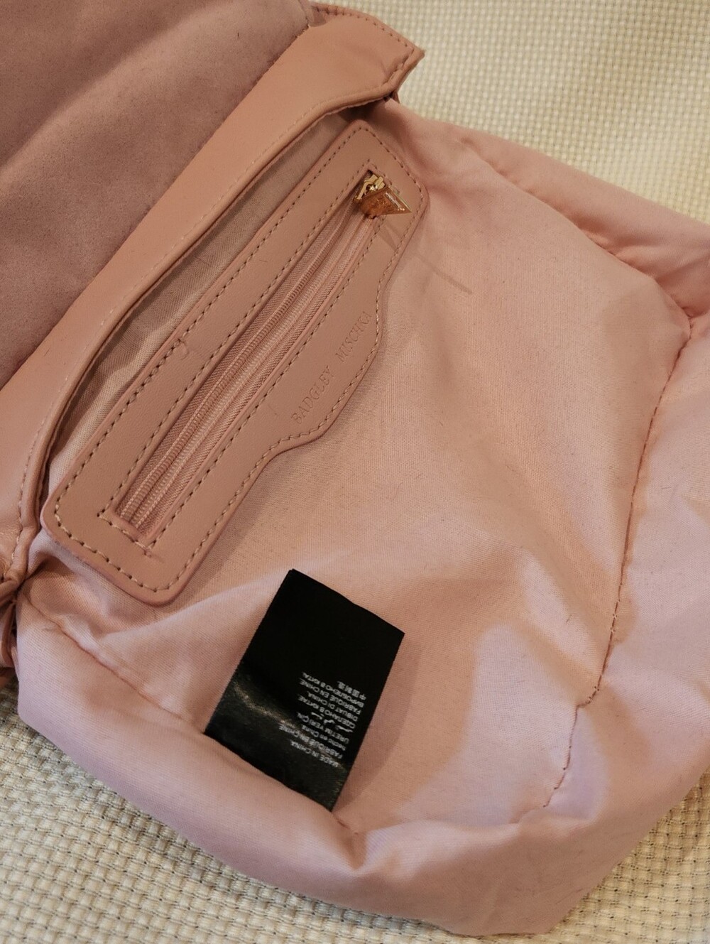 Badgley Mischka Blush Pink Quilted Crossbody Bag Flap Top Handle BM Logo - Picture 14 of 16